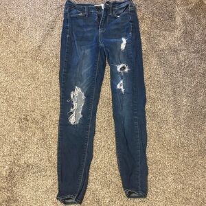 Mudd Women's Distressed Dark Blue Skinny Jeans